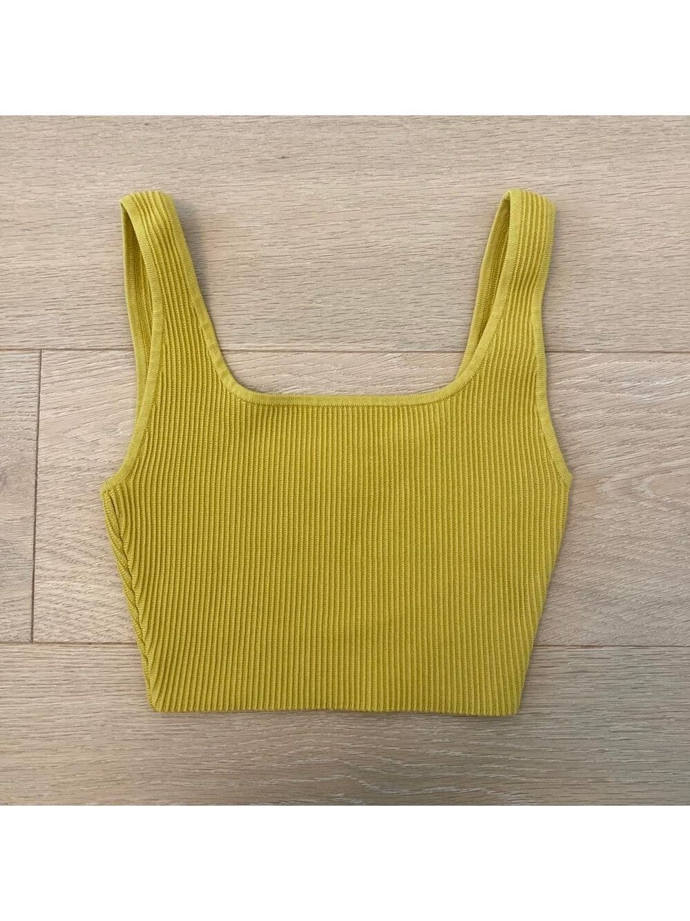BABATON SCULPT KNIT TANK in MUSTARD, XS - Picture 3 of 6